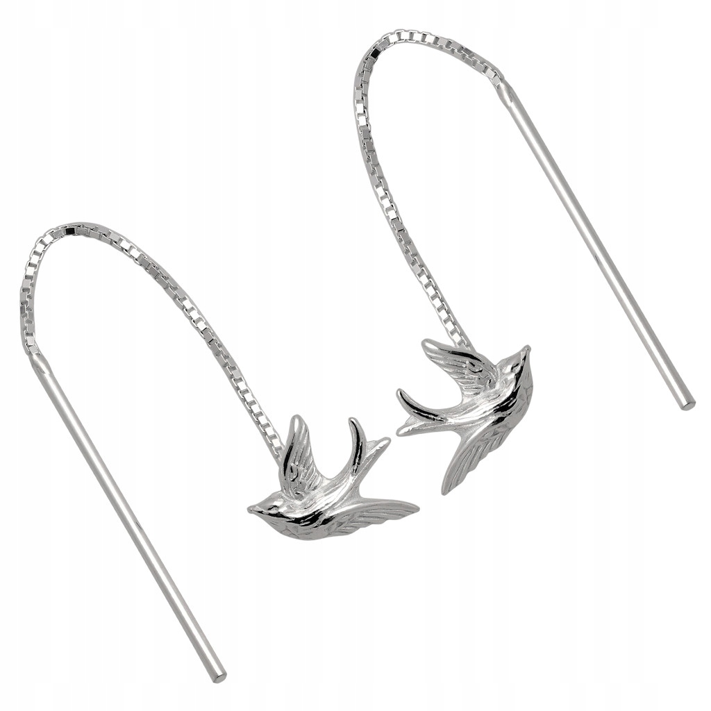 Kolczyki srebrne przeciągane jaskółki pr.925