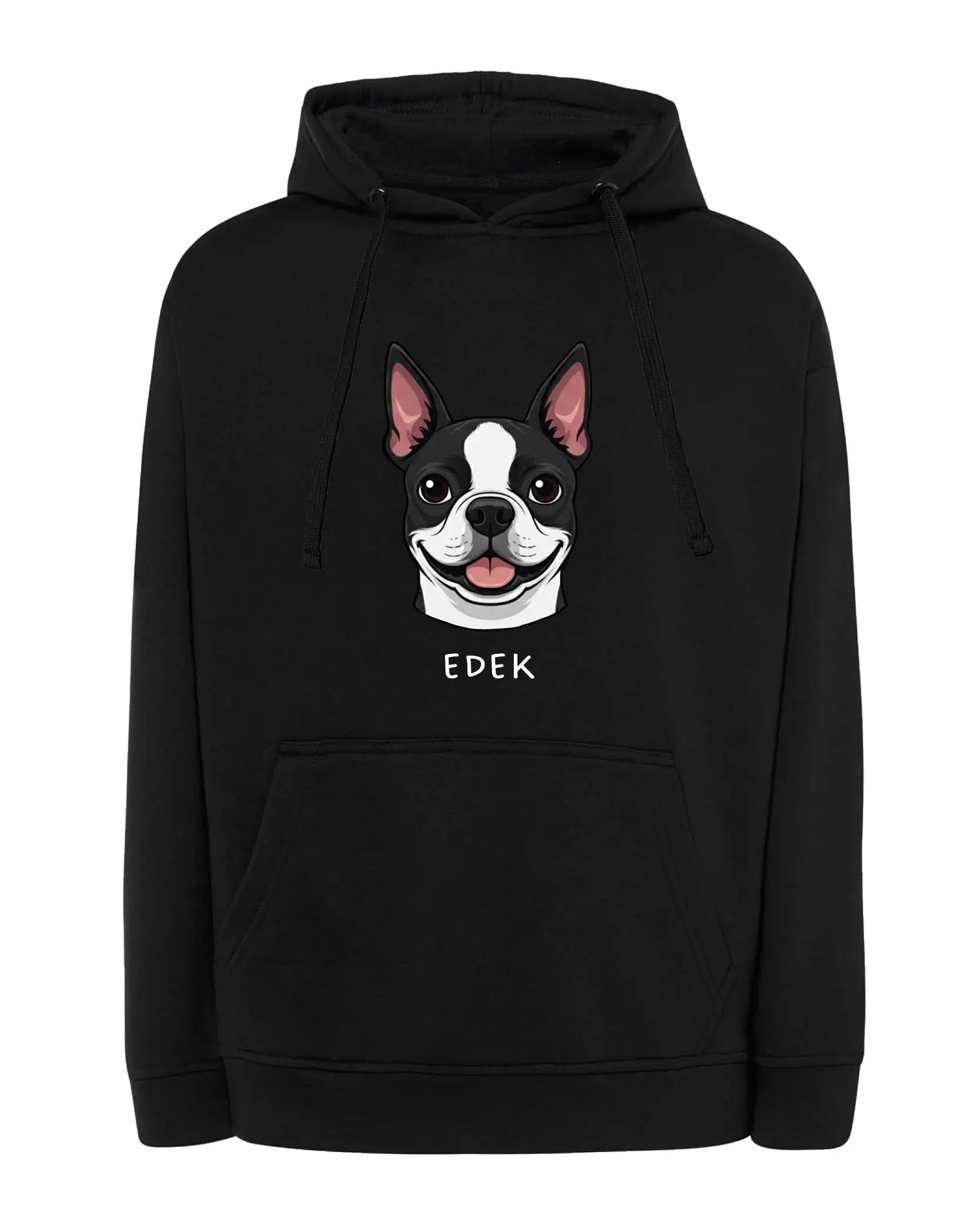 Mikina s kapucí Boston Terrier Personalizovaná Pes Černá L