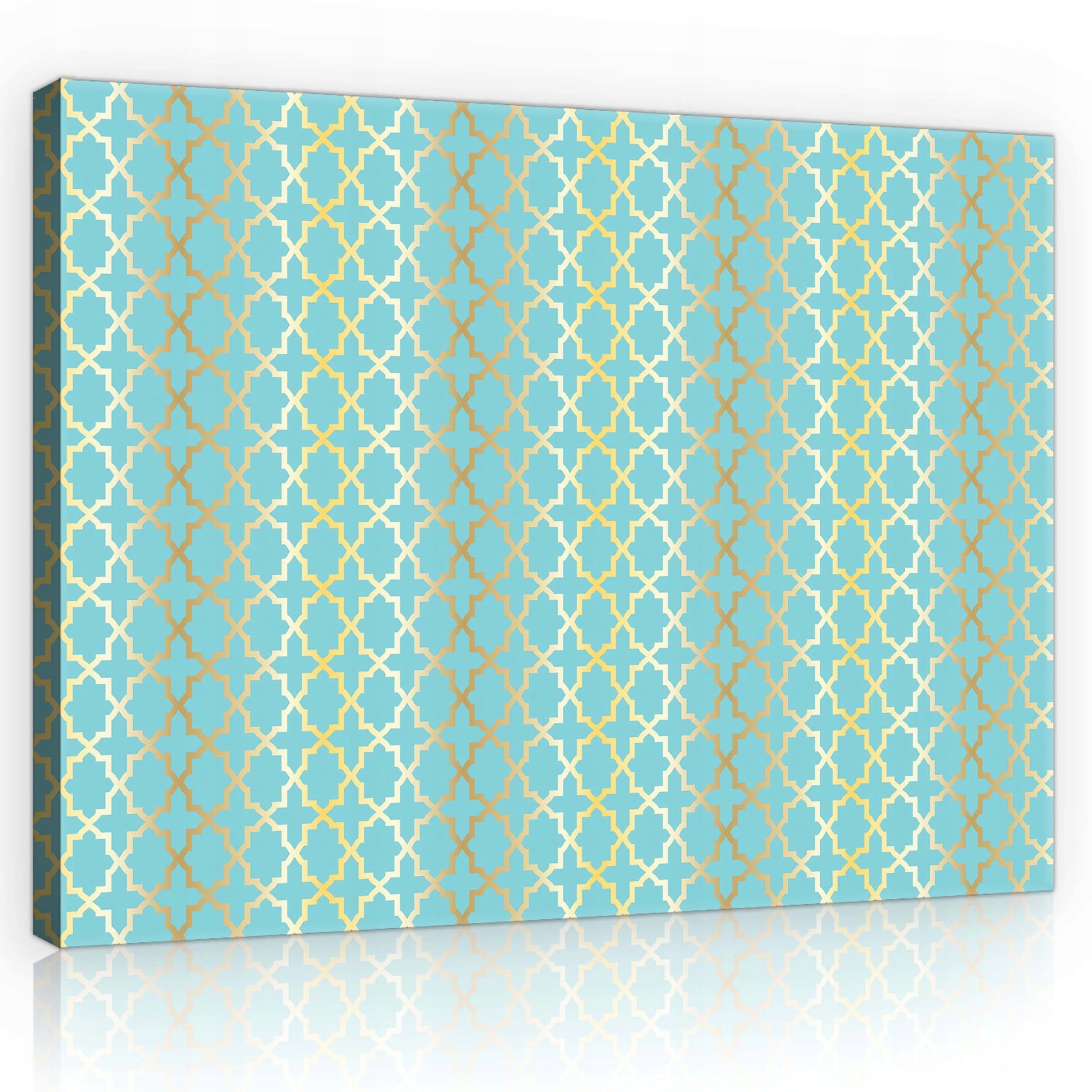 Obraz 80x60 Geometrický vzor tyrkysová zlatá abstrakce dekorativní stěna