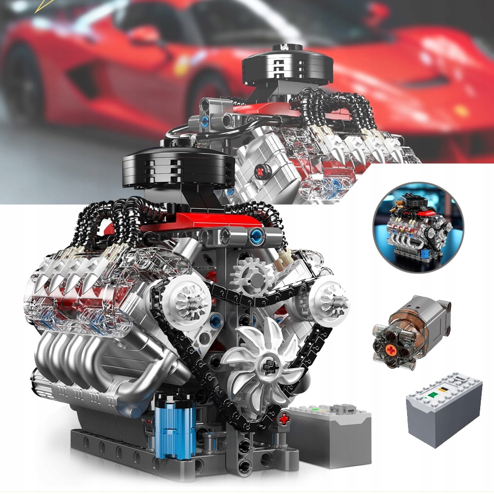Technik Model Silnika, Zestaw Modelarski Z Klocków Zaciskowych, Silnik V8