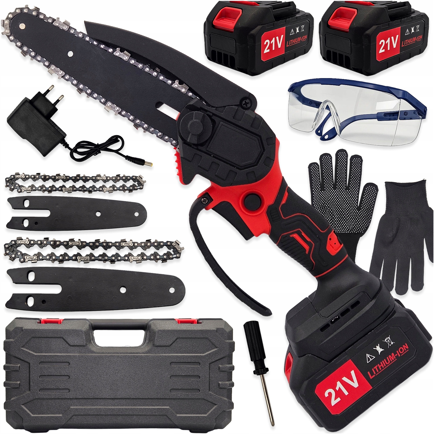 Aku Řetězová Pila 2XAKU Vodítka 4" 6" 24V Pilka Na Větve