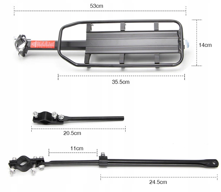 MOCNY TYLNY UNIWERSALNY BAGAŻNIK ROWEROWY ALUMINIOWY TURYSTYCZNY Model tylny