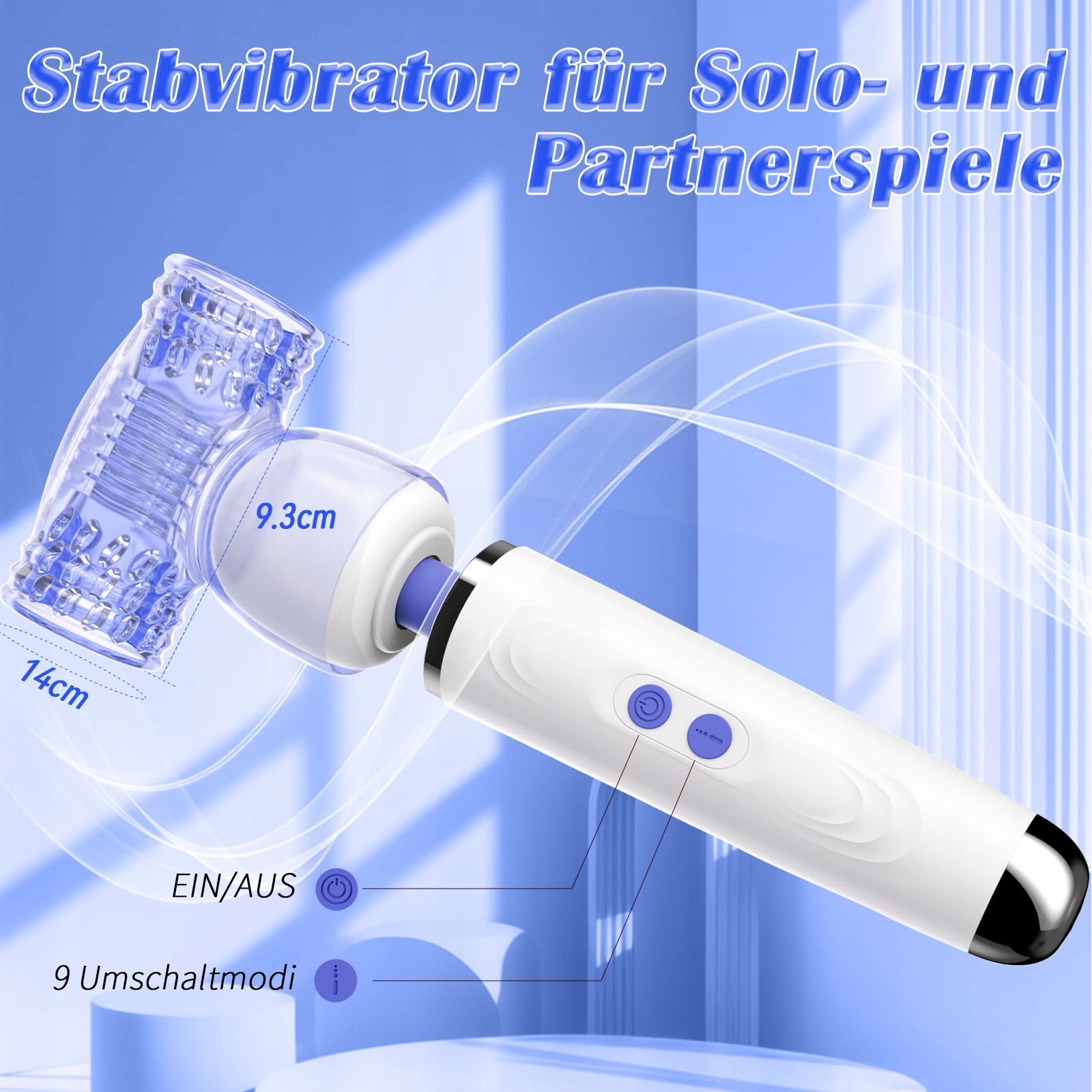 VIBRATOR Massagestab Z Masturbatorem Dla Mężczyzn I Par 9 Trybów Dla Kobiet — miniatura 2