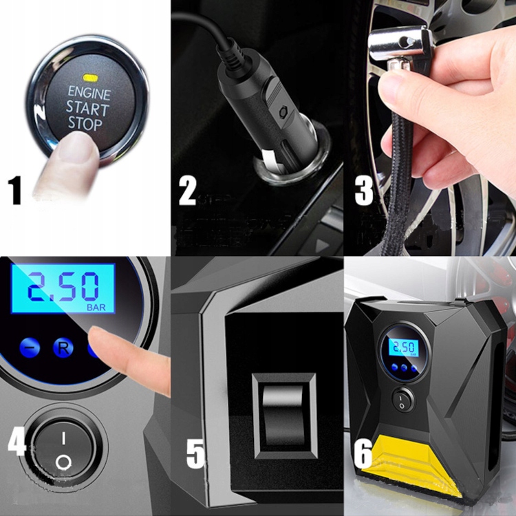 KOMPRESOR SAMOCHODOWY POMPKA SPRĘŻARKA LED LCD 12V Długość (cm) 20