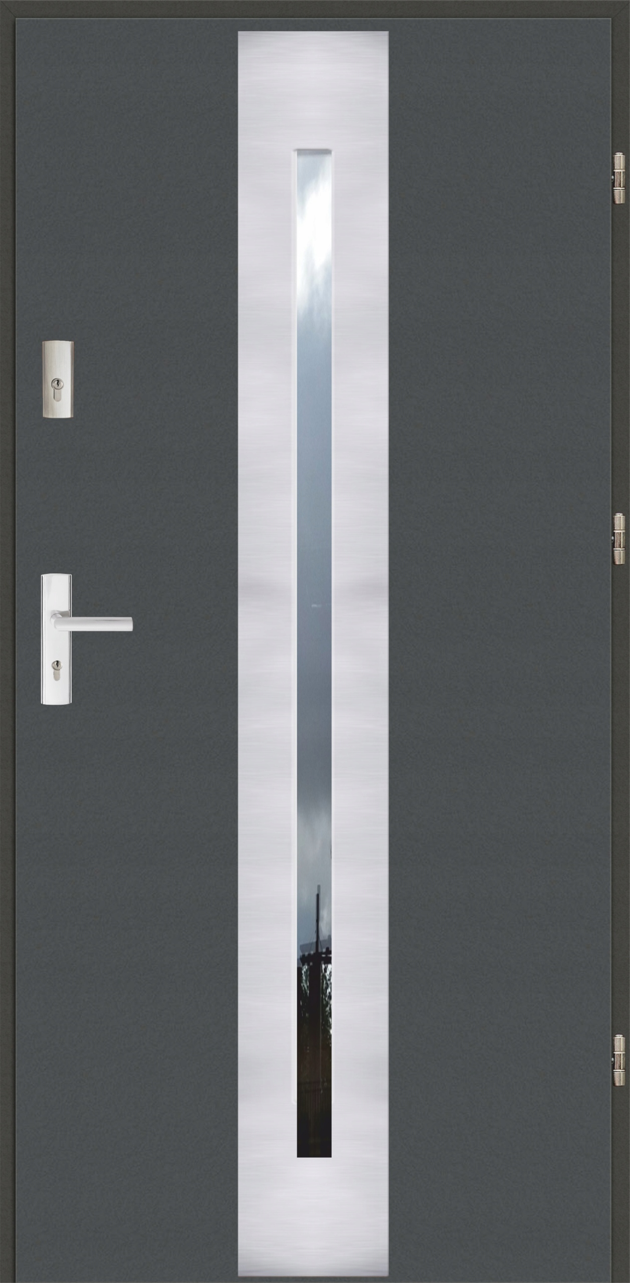 Drzwi Ud 1,2 Lux 72mm Płaskie 41 Inox Antracyt Ciemny 90P na zewnątrz