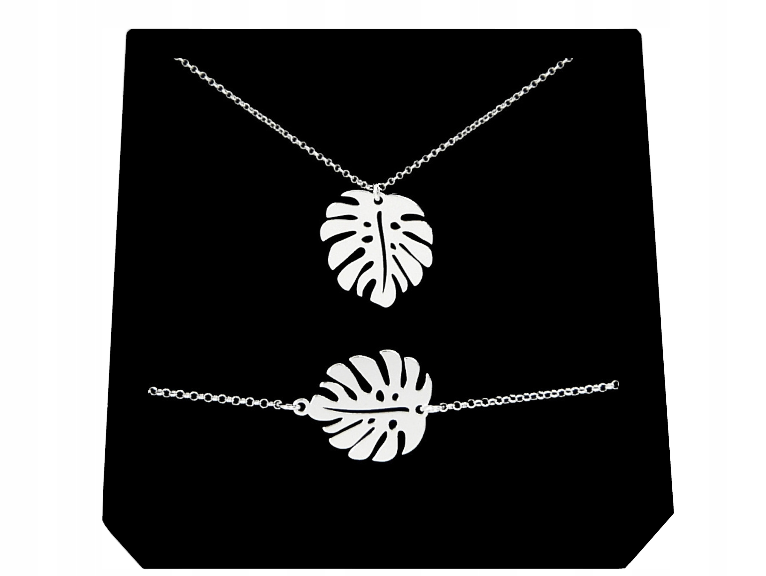 

Komplet Liść Monstery Monstera srebro 925