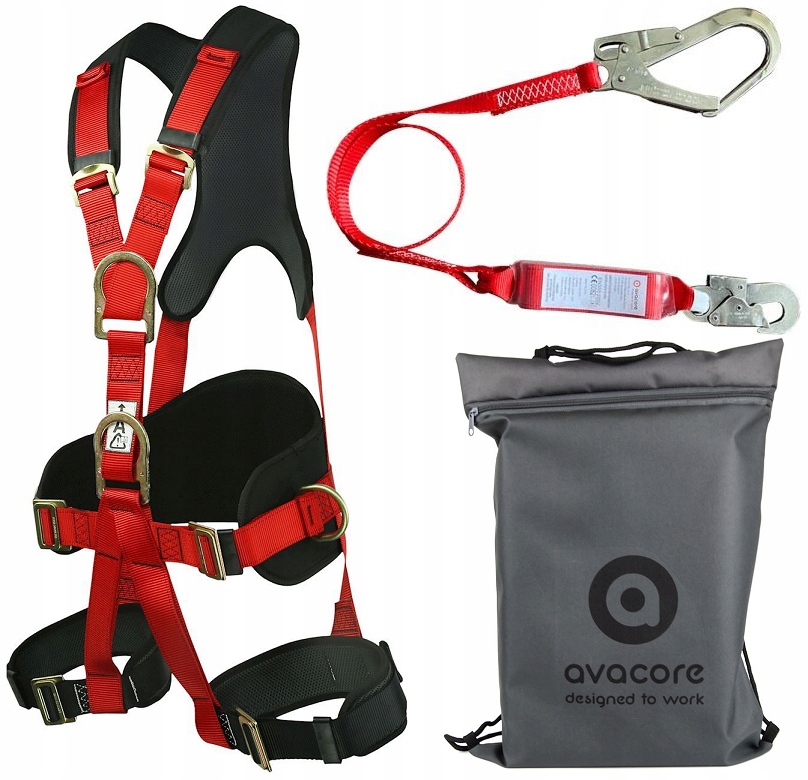 SZELKI BHP BEZPIECZEŃSTWA UPRZĄŻ DO PRACY NA WYSOKOŚCI AMORTYZATOR TORBA