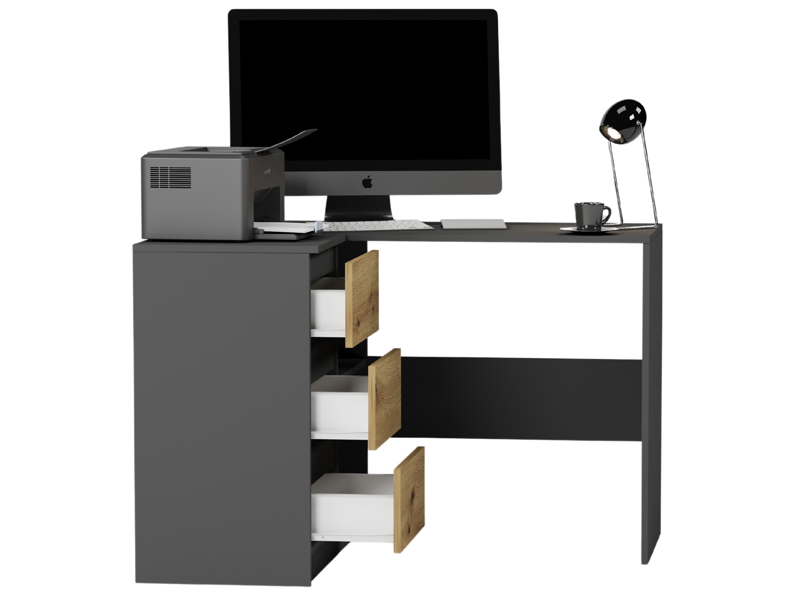 BIURKO NAROŻNE KOMPUTER antracyt mix artisan N4L lewe