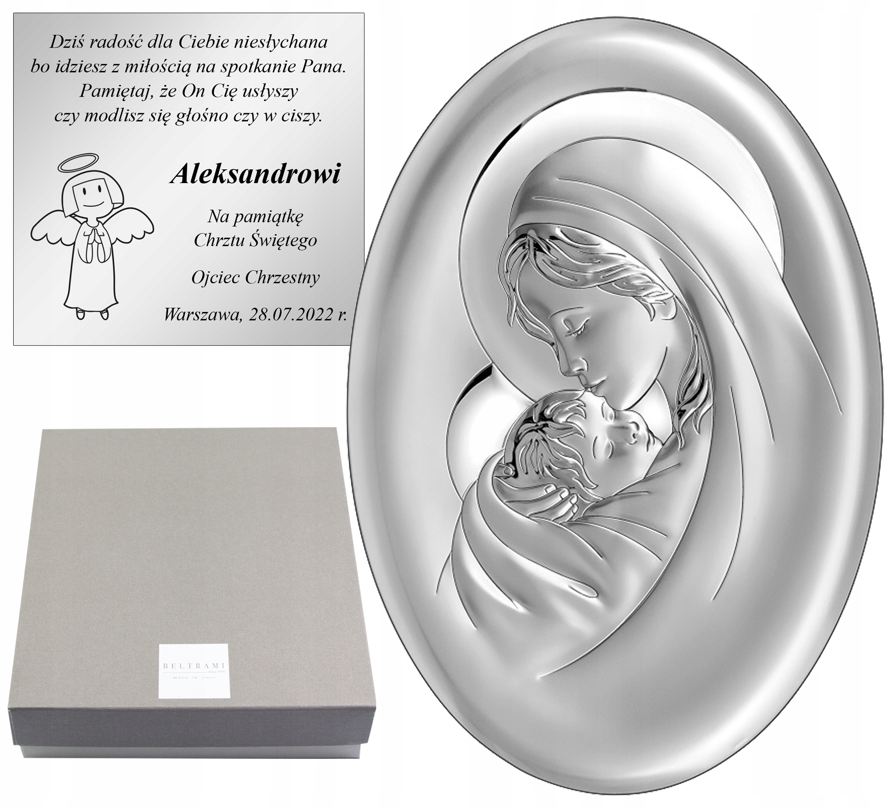 

Obraz Srebrny Ślub Chrzest Komunia Grawer