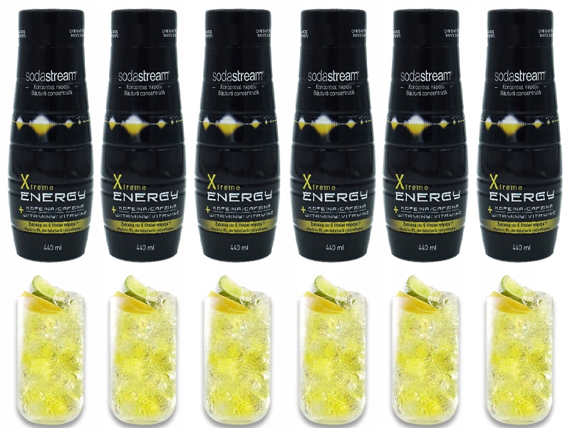 6x SYROP SODASTREAM XTREME ENERGY ENERGETYK DO SATURATORA 9L NAPOJU z