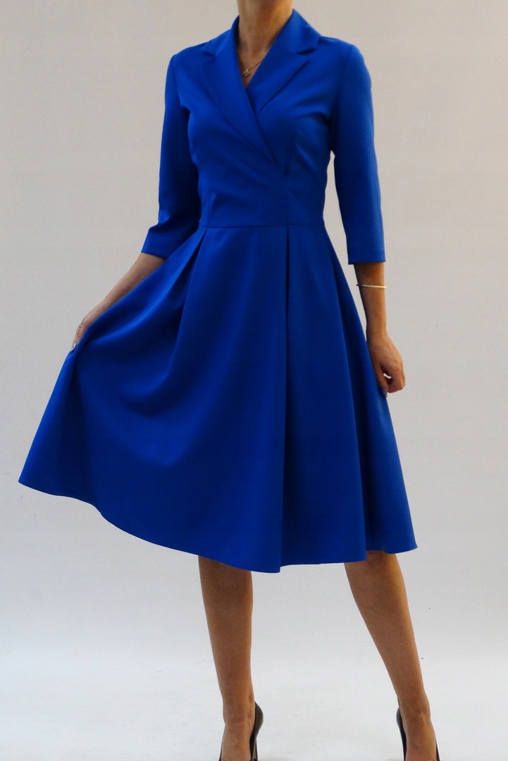 SUKIENKA Z KOŁNIERZEM -WESELE CHABER R.44 (34-54 Kolor niebieski