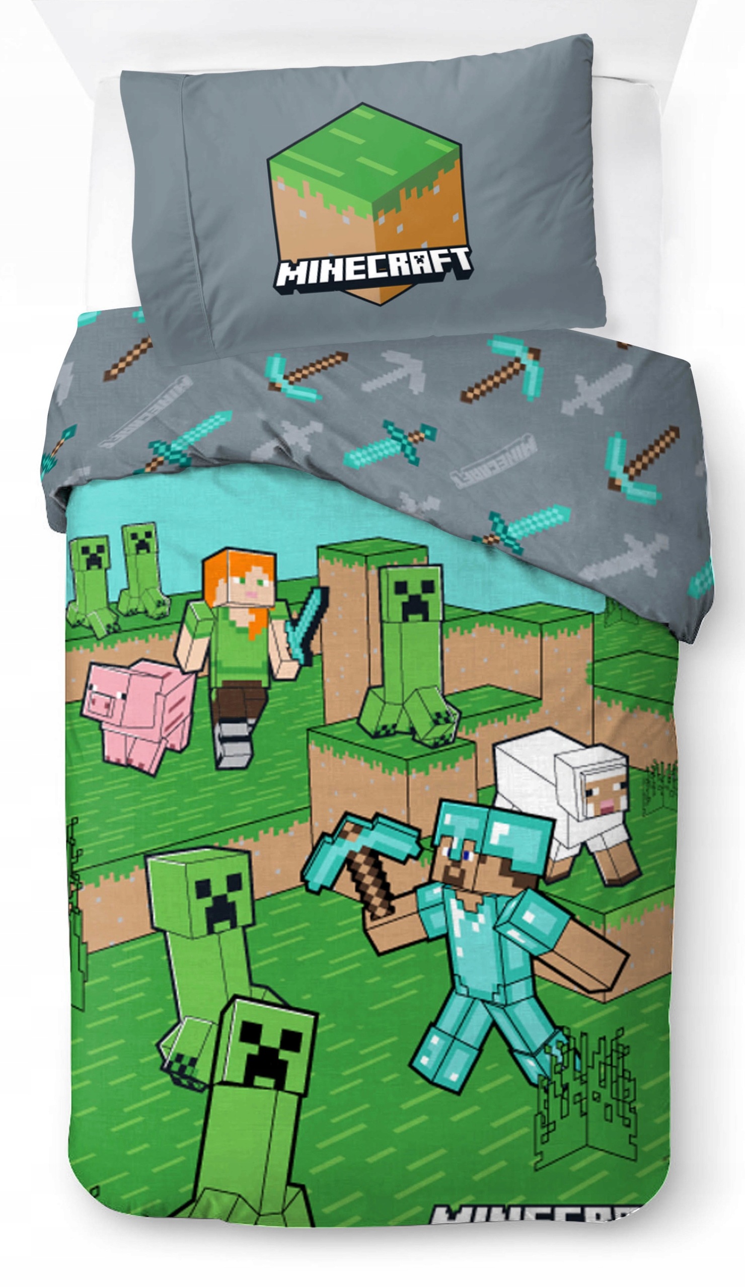 Povlečení Pro Mládež Minecraft 140x200 Gamer Hra Alex Steve Baby Pig Creeper