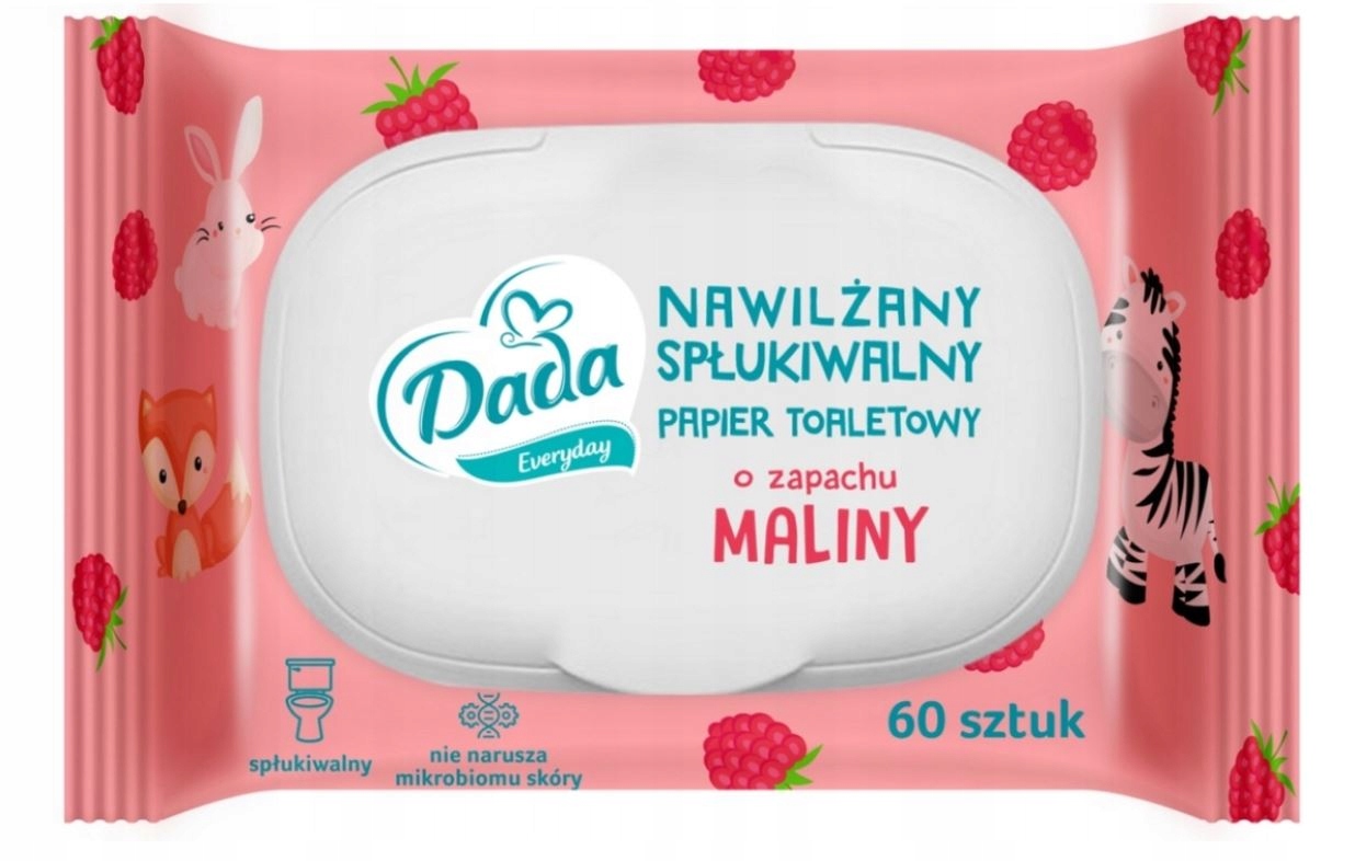 

Dada nawilżany Papier Toaletowy Malina Spłukiwany