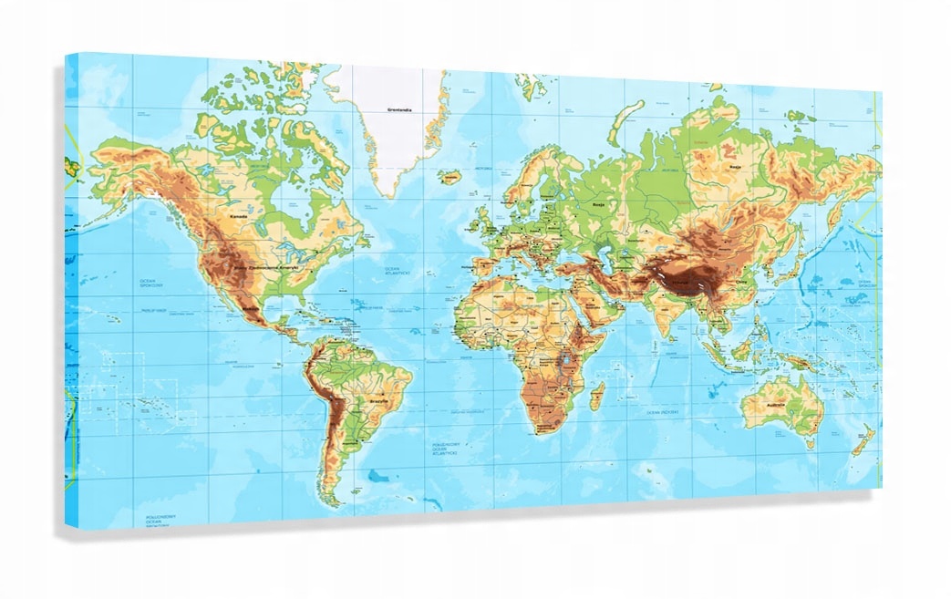 

Obraz Mapa Świata 120x60 Polskie Nazwy Po Polsku