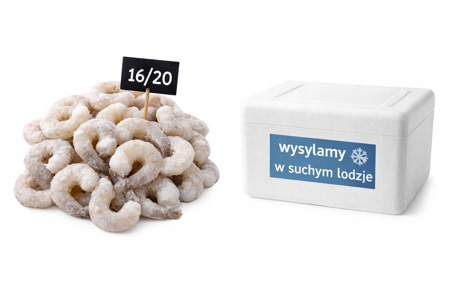 Tygří krevety oloupané, zmrazené v suchém ledu, kvalita