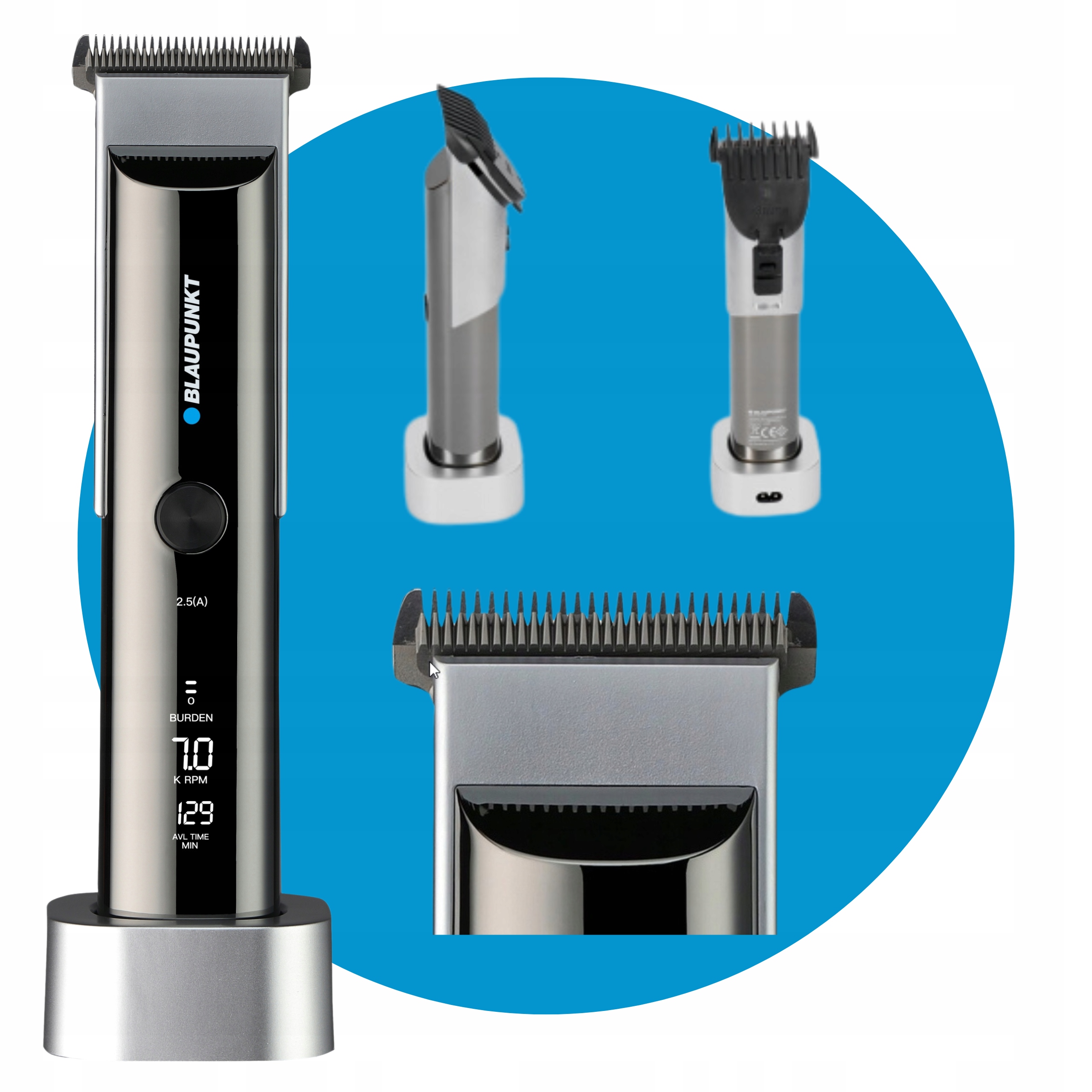 Maszynka Do Strzeżenia Włosów Akcesoria Ceramika Srebrna Blaupunkt HCC701