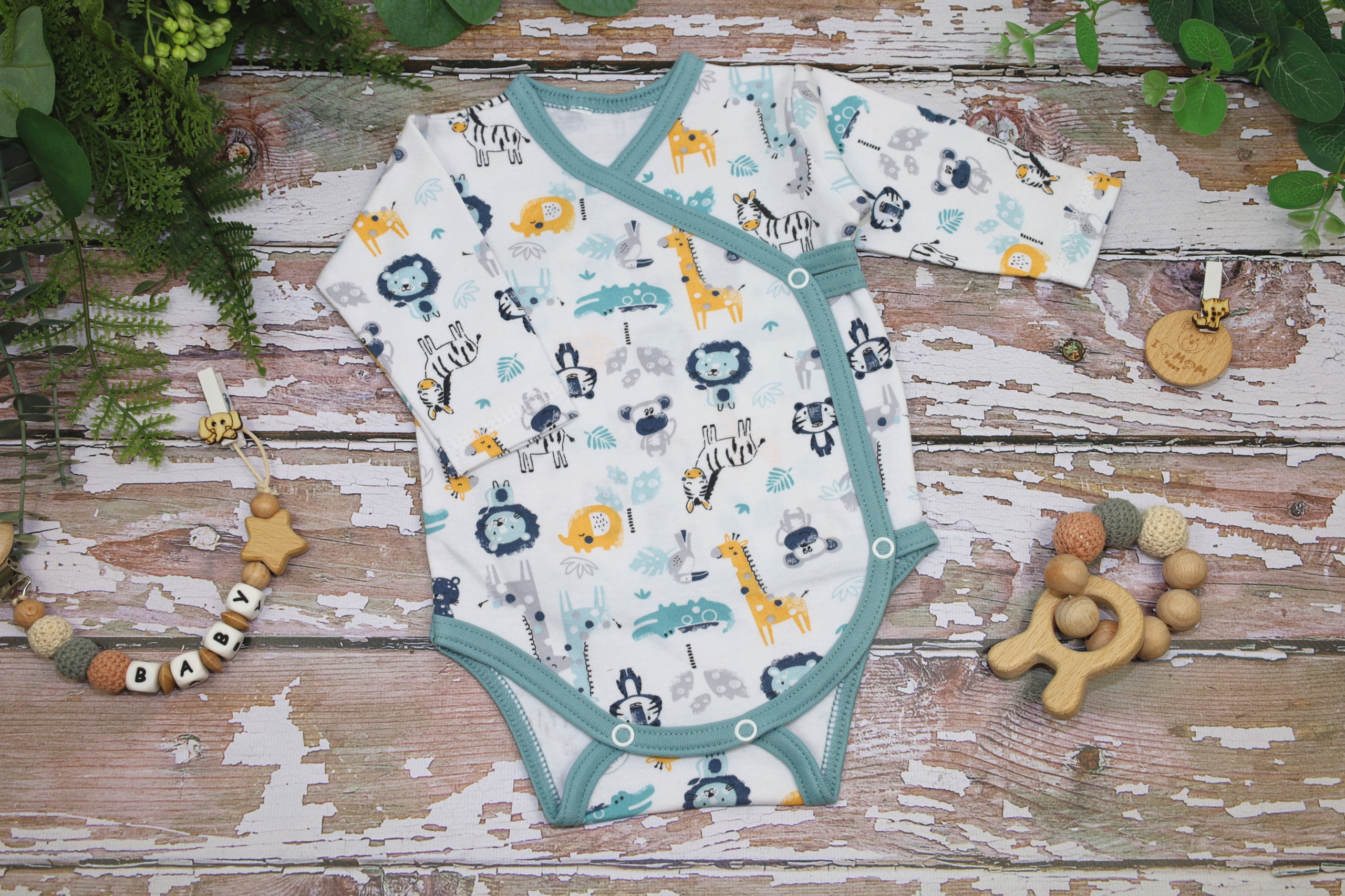 BODY KOPERTOWE Z DŁUGIM RĘKAWEM 68 LITTLE JUNGLE /58/ Wiek dziecka 3 m +