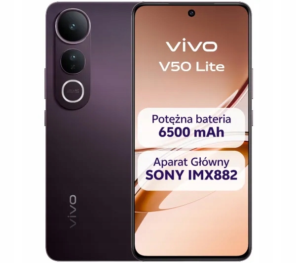 Smartfon vivo V50 Lite 8/256GB 6.77'' 120Hz 50Mpix Czarny Phantom Black