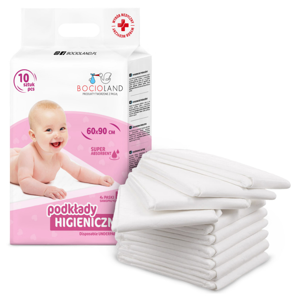 PODKŁADY DO PRZEWIJANIA JEDNORAZOWE 10szt 60x90cm