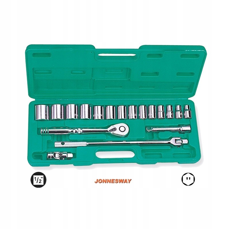 KLUCZE NASADOWE ZESTAW NASADEK 1/2" calowych 18szt JONNESWAY