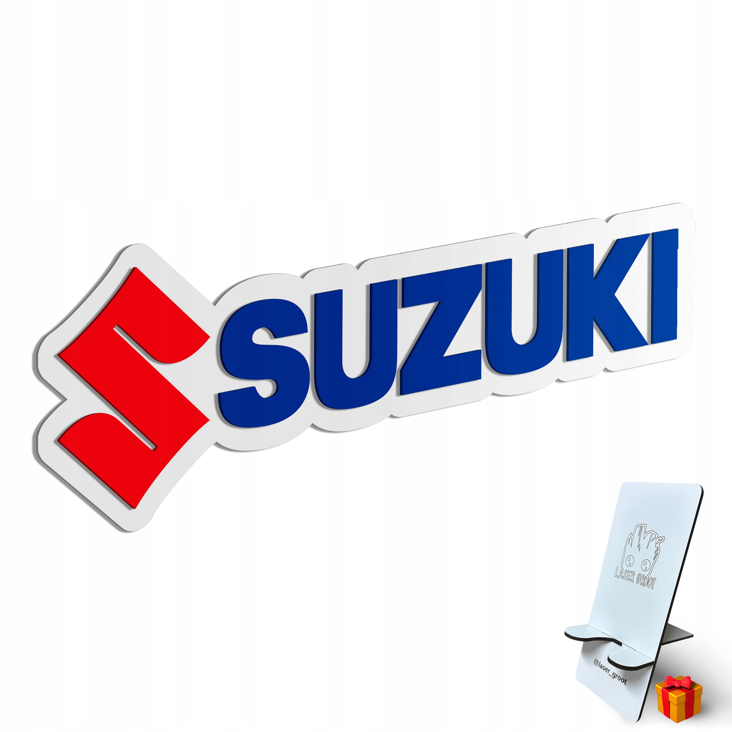 Dřevěný 3D obraz Logo Suzuki Nástěnná Dekorace Dárek