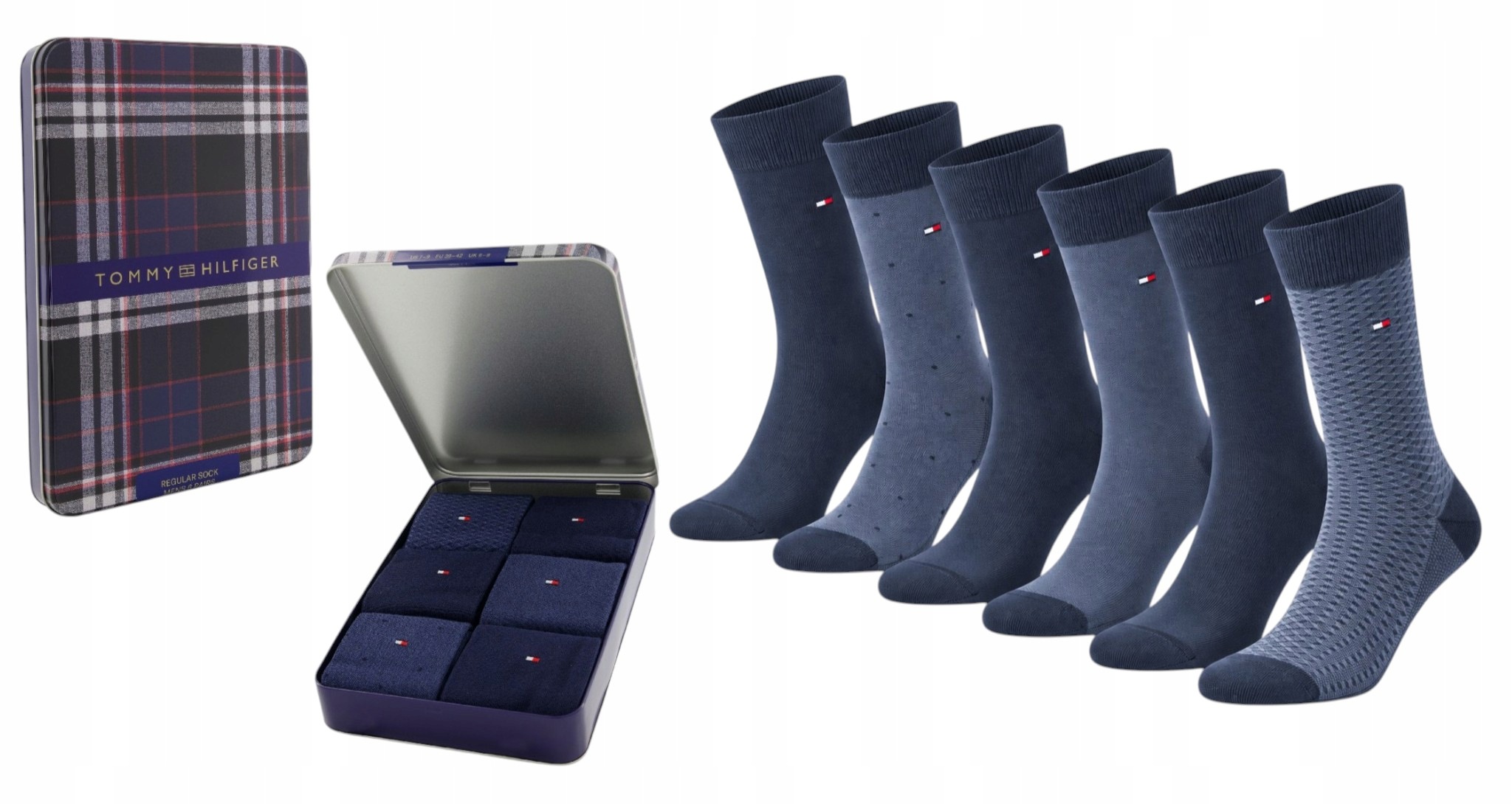 Tommy Hilfiger Ponožky Giftbox Dárek 6P Tmavě Modré vel. 43-46