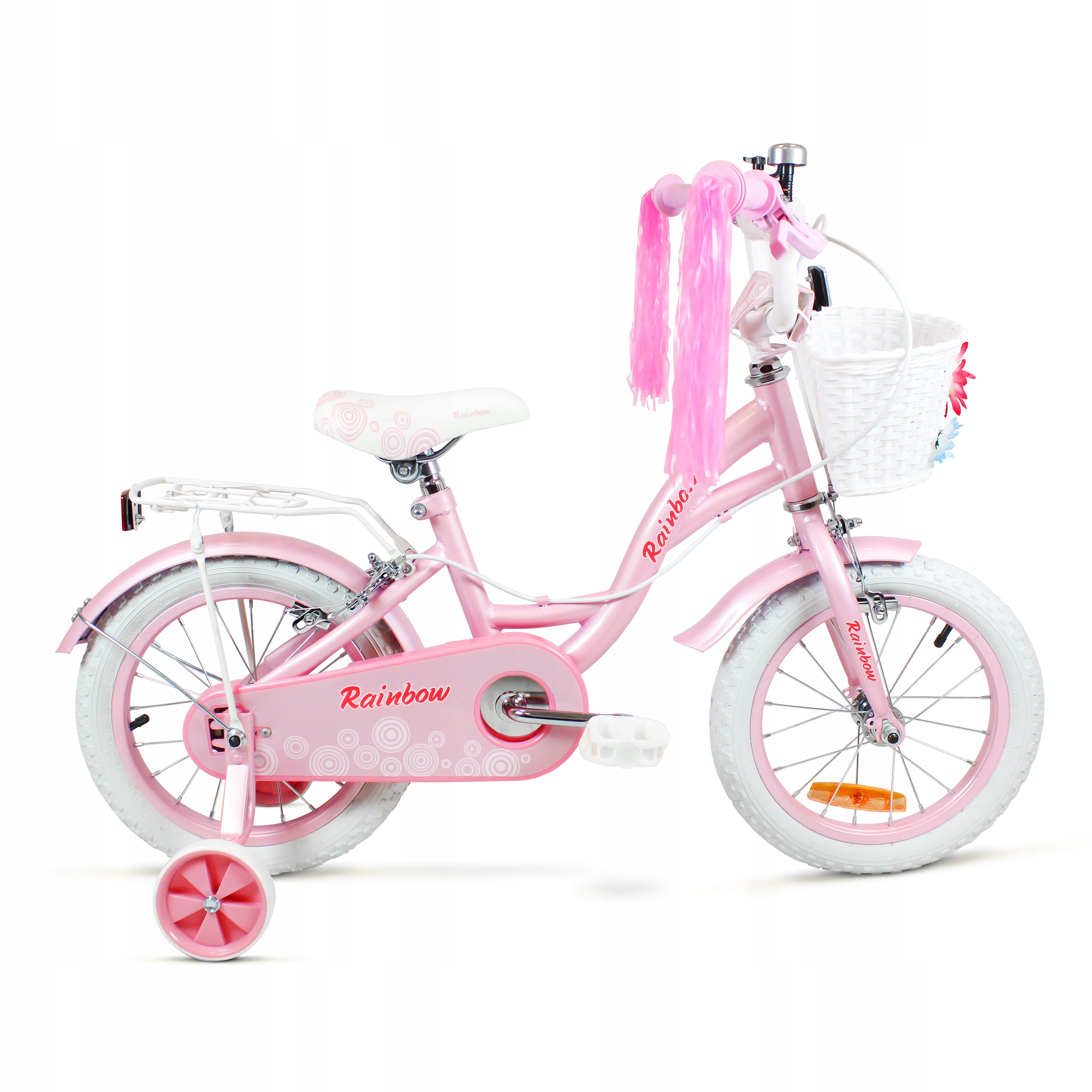 Rowerek Dziecięcy Rower Dla Dziewczynki Różowy 14 Cali Koszyk Prowadnik