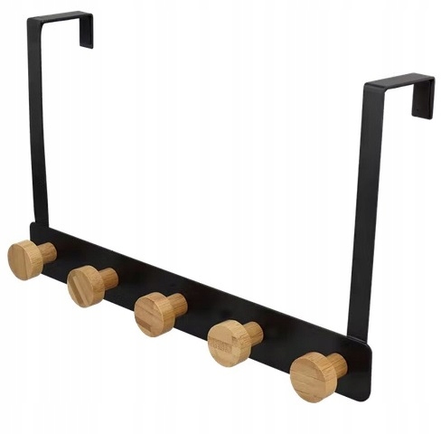 

Metalowy Wieszak Na Drzwi 5 Haczyków Bambus Czarny