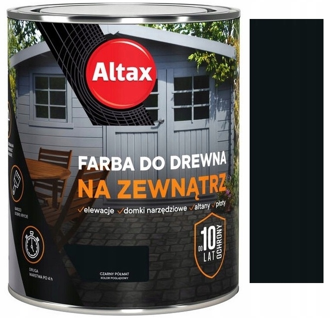 ALTAX FARBA DO DREWNA CZARNY PÓŁMAT 0.75L