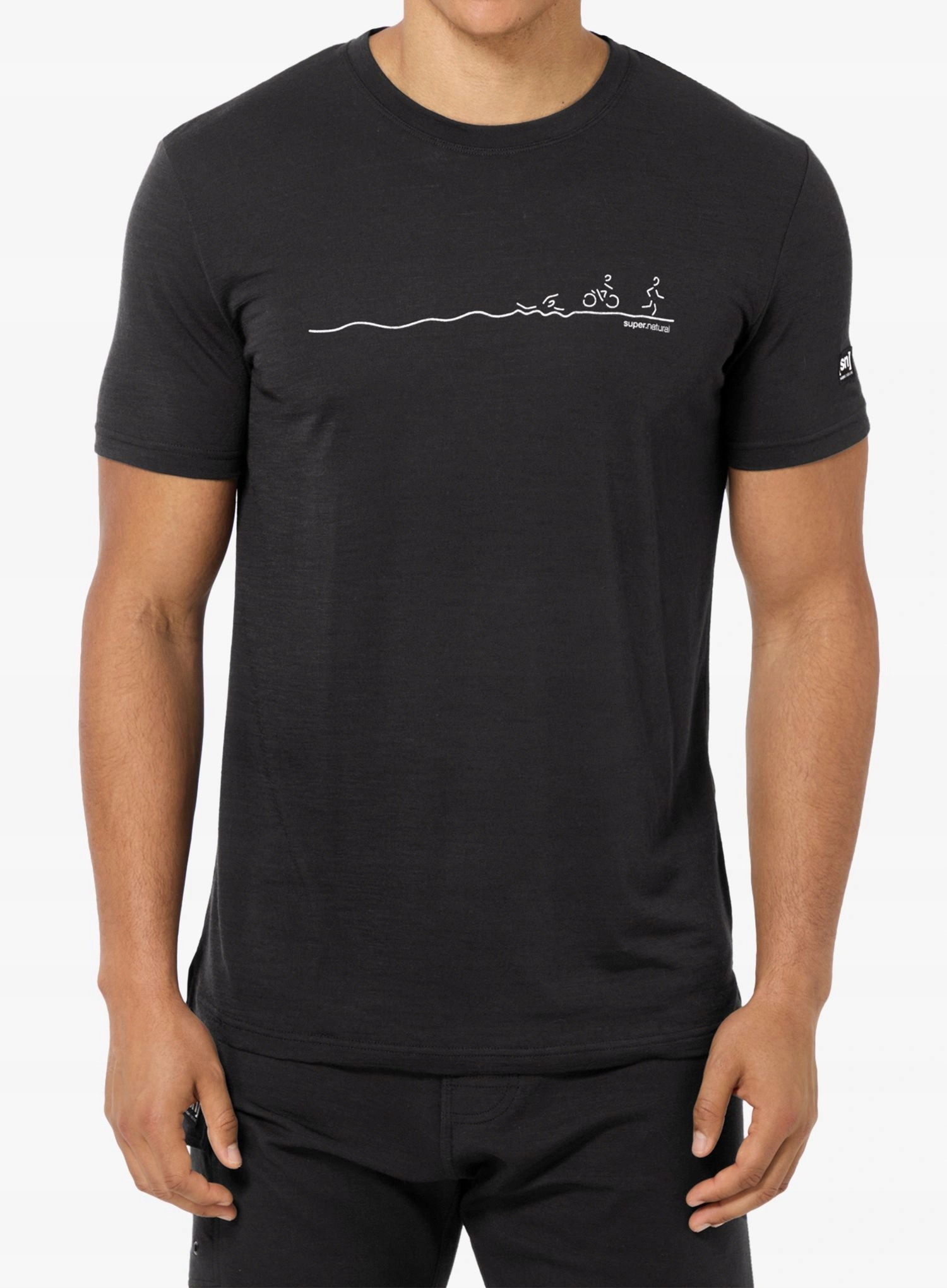 Tričko s potiskem Super.natural Tri Tee jet black/vapor grey XXL