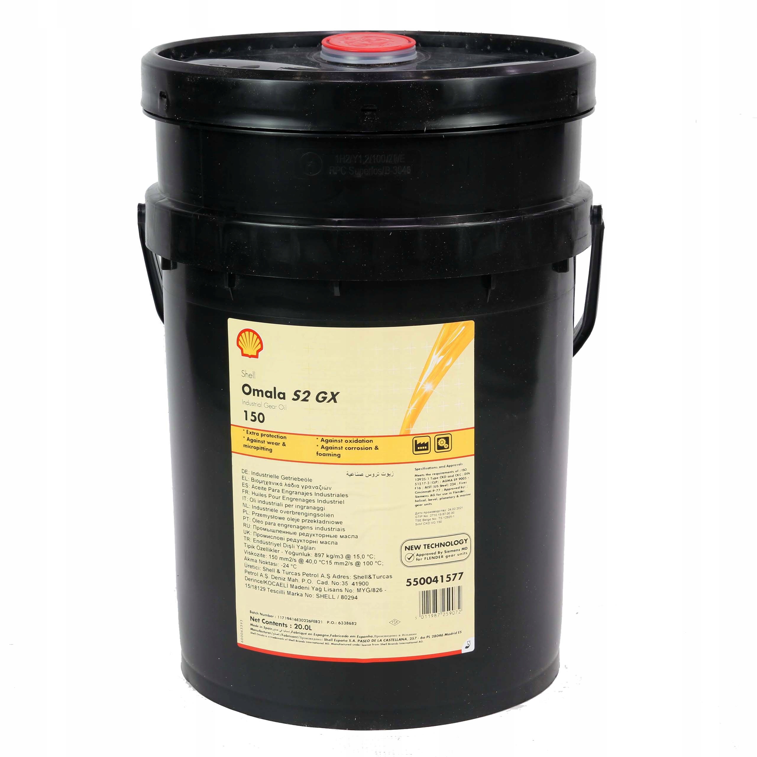 

Shell Omala S2 Gx 150 20L Clp 150