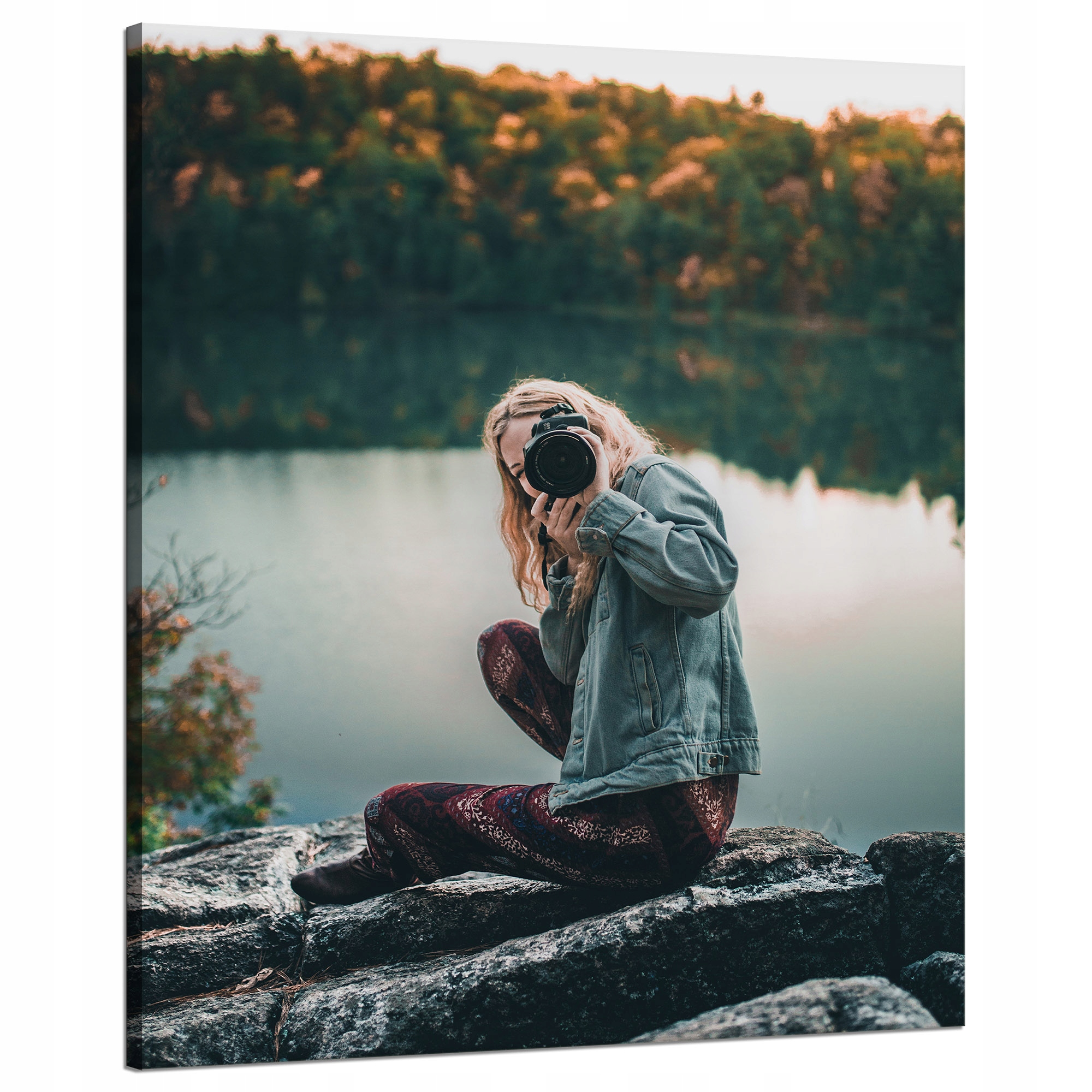 Obraz na plátně Lidé Žena s fotoaparátem 80x100 cm