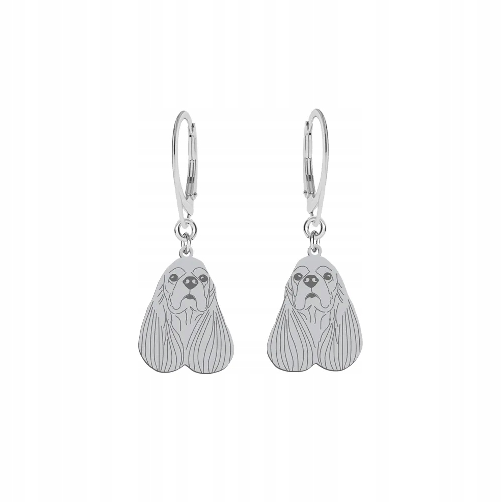 Stříbrné Náušnice se psem Americký kokršpaněl 925 Dárek Gravírování