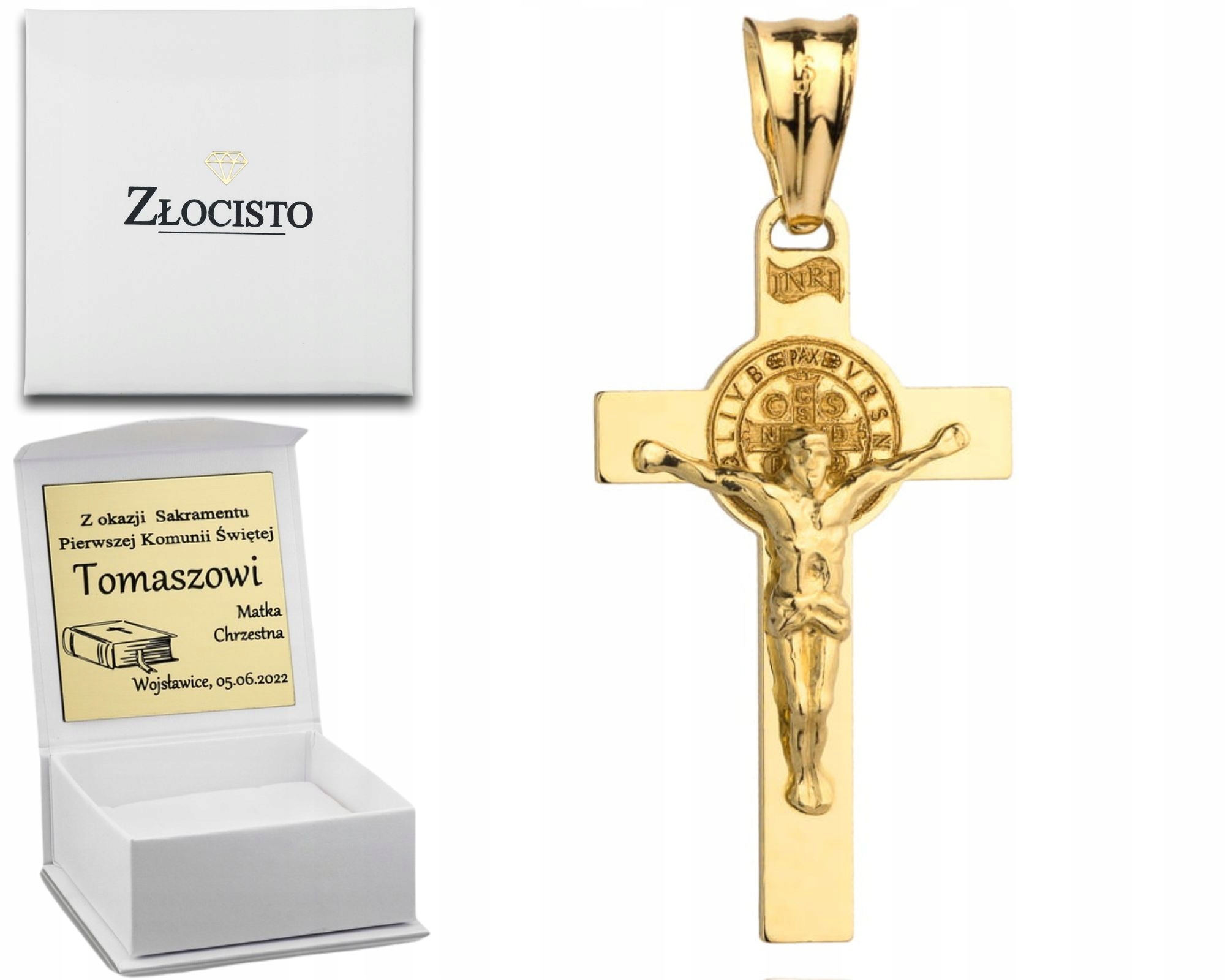 Zlatý Křížek S Benediktinským Ježíšem 585 Gravírování