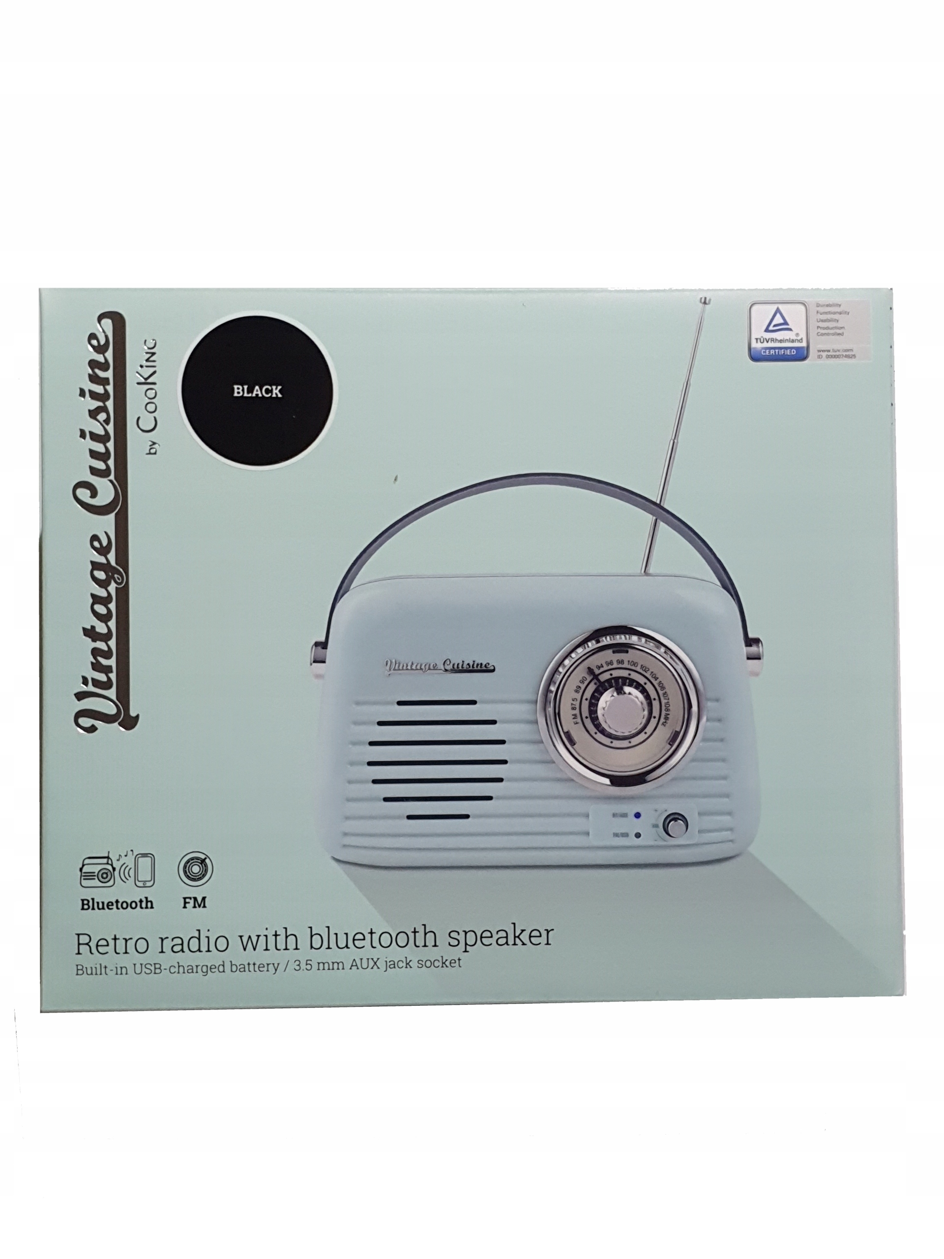 

Retro radio z głośnikiem Vintage Cuisine-czarne N