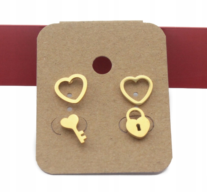 KOLCZYKI ZŁOTE 2 PARY SERDUSZKA STAL CHIRURGICZNA - ZŁOTY WORECZEK GRATIS