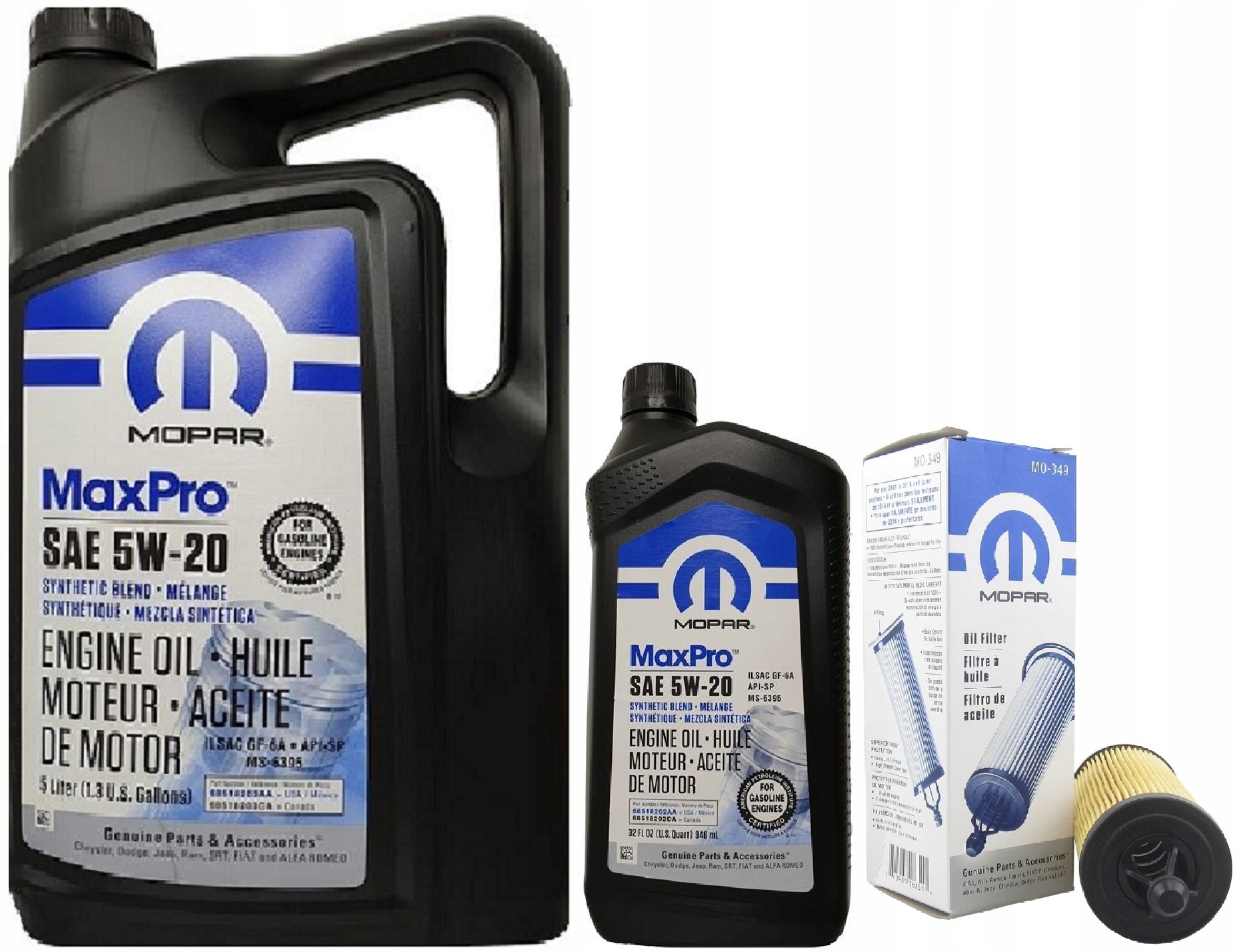 Olej Mopar 5W20 6L Filtr MO-349 68191349AB