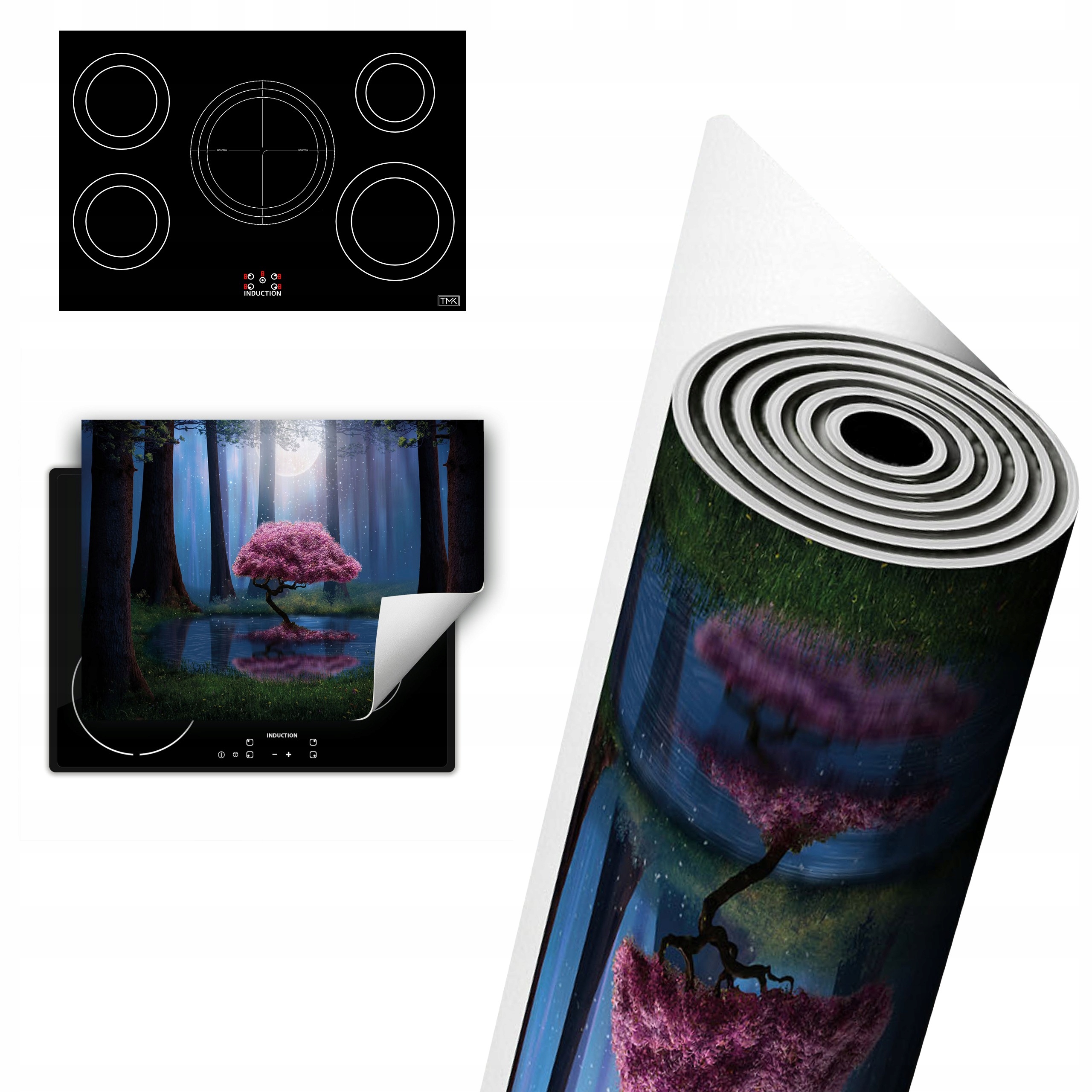 Vinylová Ochrana Na Indukci Deska 80x52 strom