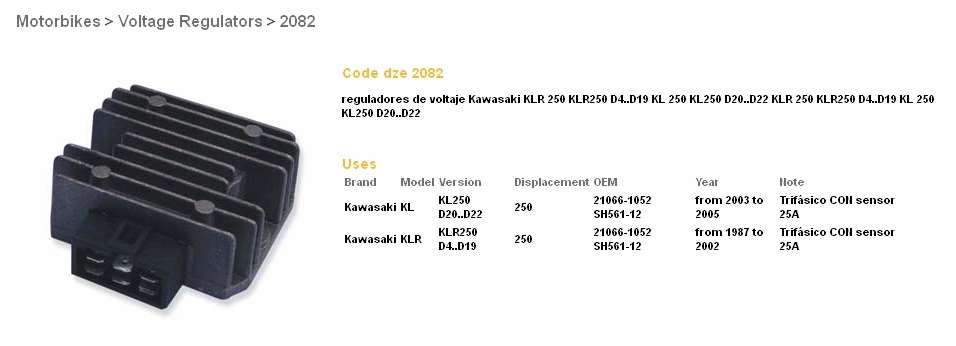 Dze Regulátor Napätia Kawasaki KLR250/600, KLF220 '88-'95 (SH561-12) (rgu-