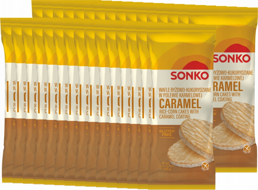 Sonko Wafle ryżowo-kukurydziane w polewie karmelowej 65 g x30