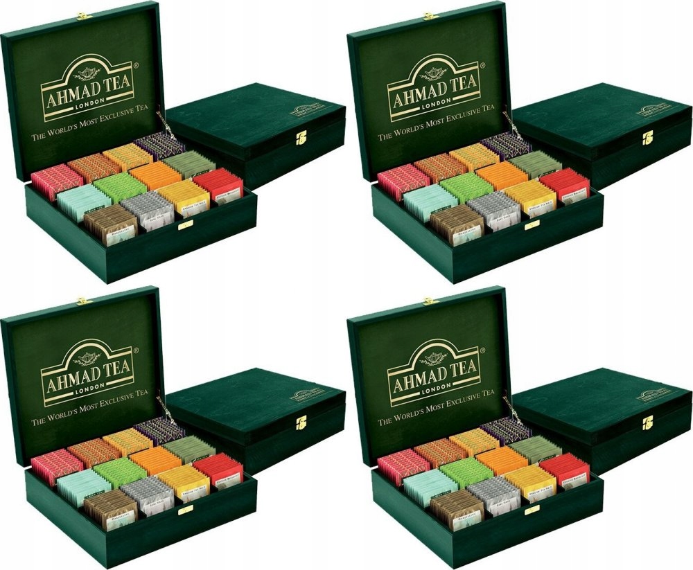 Zestaw herbat w kopertach Ahmad Tea w zielonej skrzynce 12 smaków 120szt x4