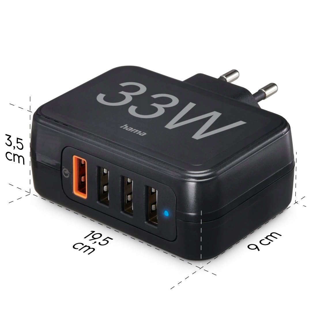 HAMA Ładowarka USB 4-Porty 33W Szybkie Ładowanie Qualcomm Quick Charge 3.0 — miniatura 8