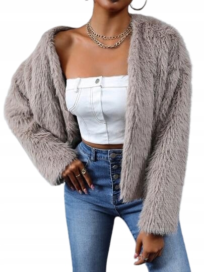 SHEIN FUTRO DAMSKIE BEŻOWE DO BIODER CASUAL 38 ŁJA