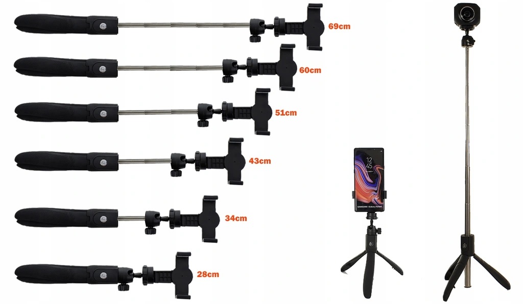 SELFIE STICK ZE STATYWEM PILOT BEZPRZEWODOWY Obsługiwane systemy operacyjne Android iOS Windows