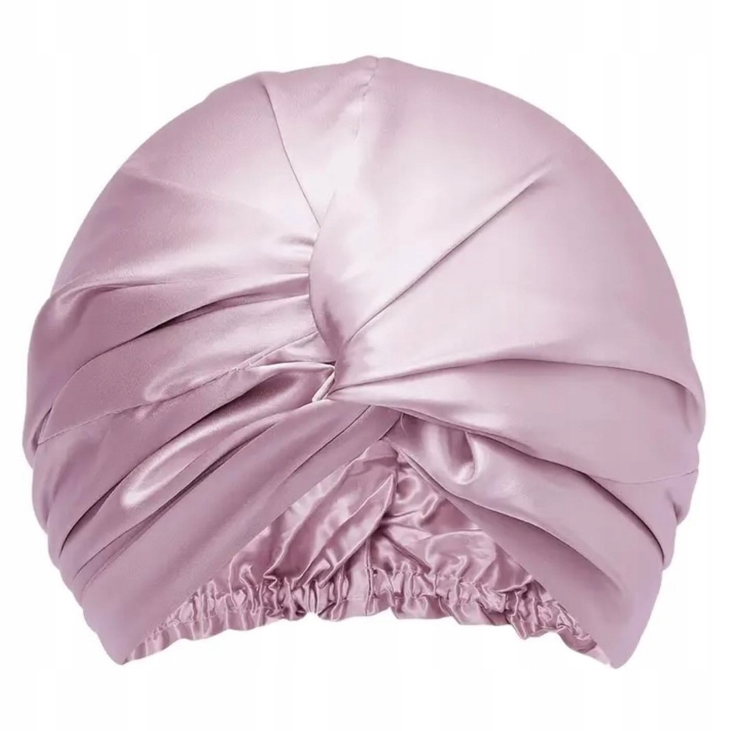 Hedvábný Turban Na Vlasy Čepice 100% Hedvábí Přírodní Movrová Pudrová Růžová