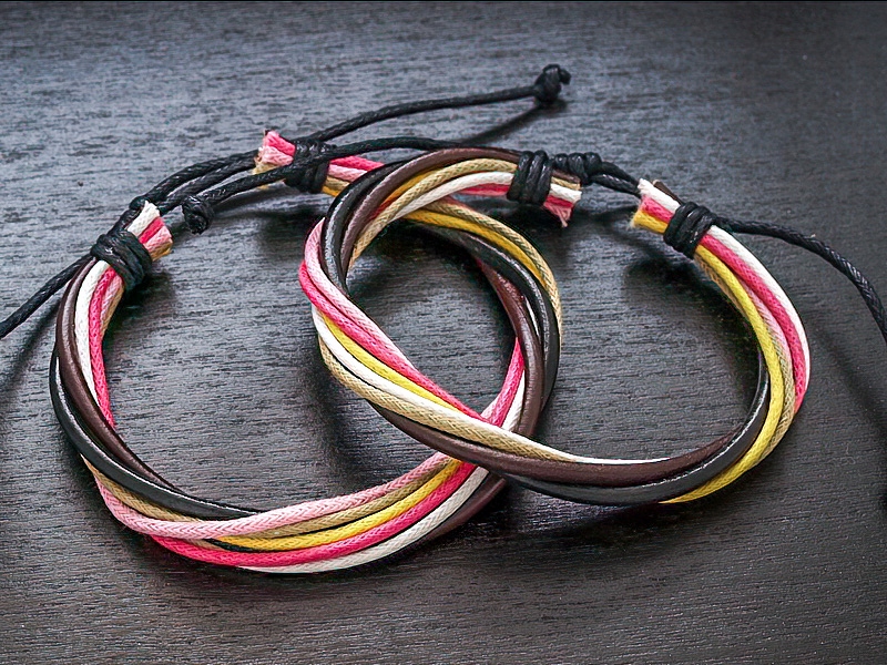 

Bransoletka Skórzany Rzemień + Sznurek Len / Wzory