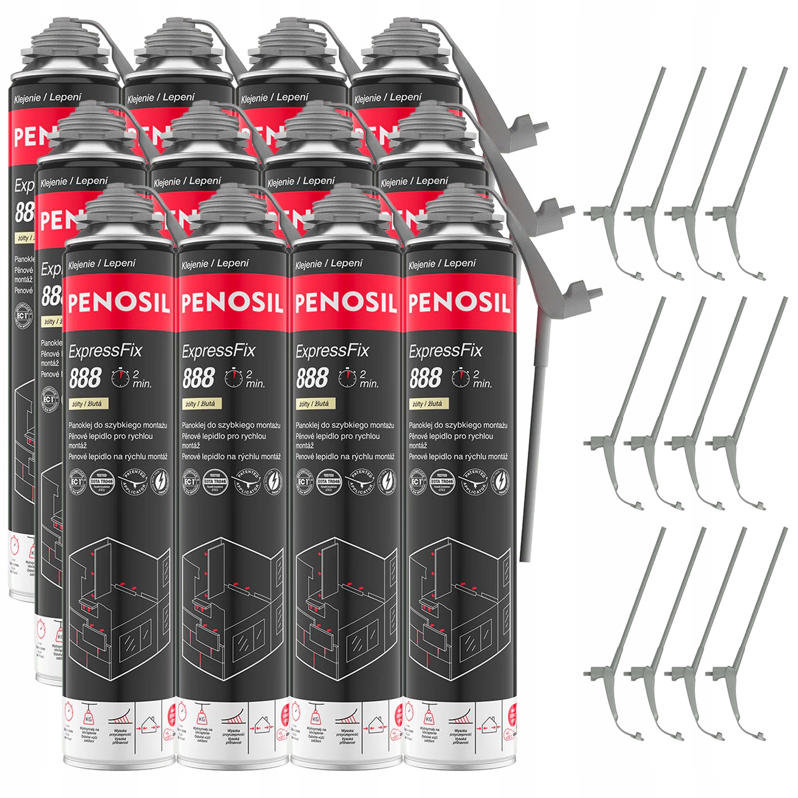 12 x Rychlé pěnové lepidlo na polystyren Penosil ExpressFix 888 750 ml
