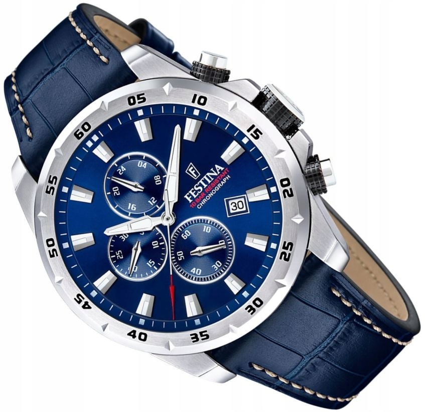 Nové Pánské Hodinky Festina F20692/2 Modré Chrono Na Opasku Box 45 mm