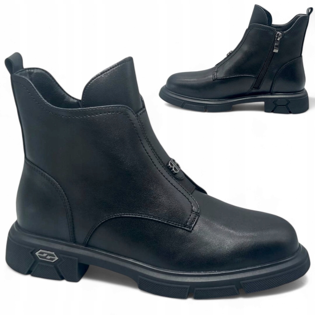 Přírodní Kůže Dámské kotníkové boty Velikost 36 Pohodlné Workery Teplé Černé Módní Značky Barski