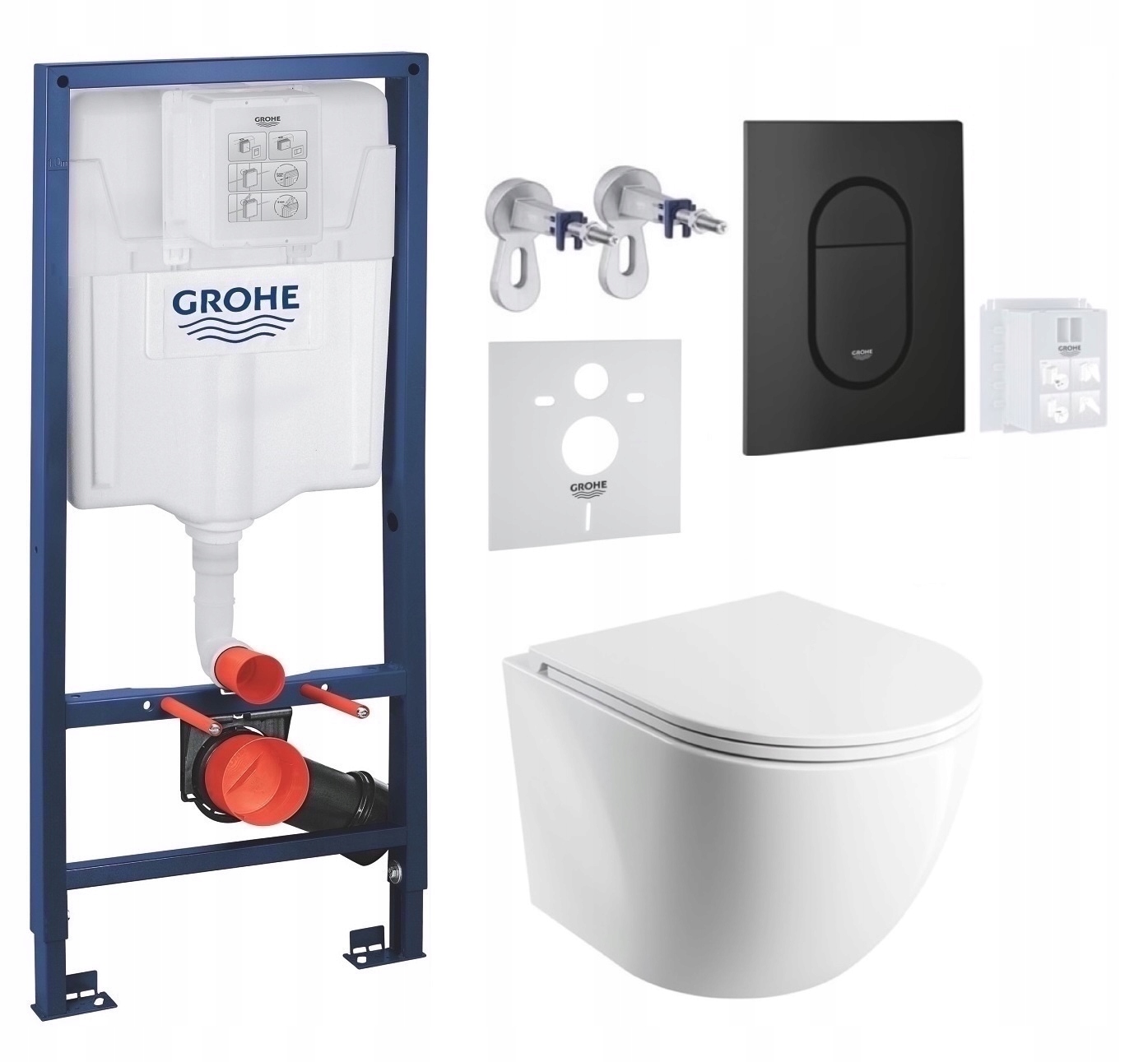 Grohe Wc rošt Rapid s Wc misou Spmwbm Tornado a tlačidlom, čierny mat